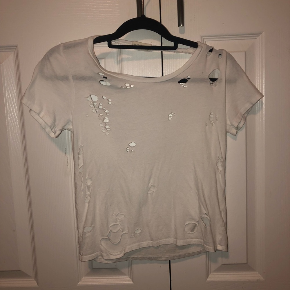 plain white tee w holes